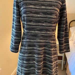 LOFT long sleeve black/white dress.  Size 6 Knee length, Excellent condition $30